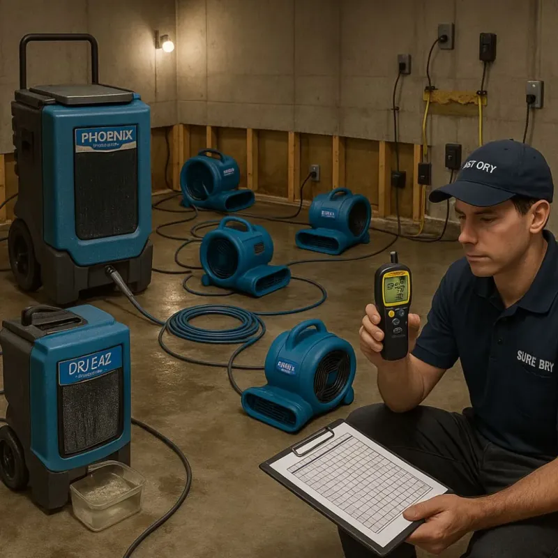 Structural Drying and Dehumidification process in West Simsbury, CT